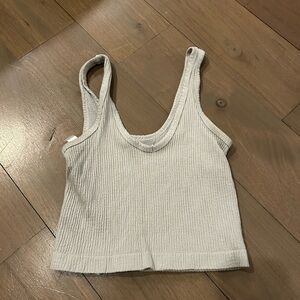 Women's Cream Ribbed Tank Top
